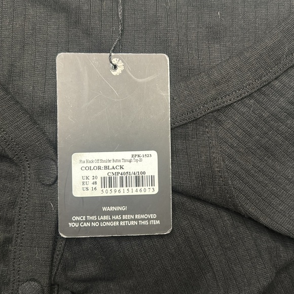 Plus black off shoulder button through top - Picture 3 of 3